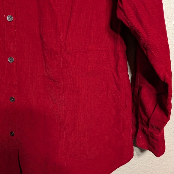 J.jill Red Button-Up Corduroy Women's Shirt Size M Pre-owned - Picture 4 of 7